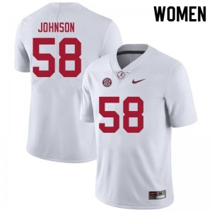 NCAA Women's Alabama Crimson Tide #58 Christian Johnson Stitched College 2021 Nike Authentic White Football Jersey RU17V45FA